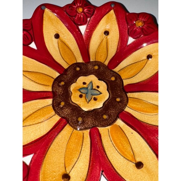 Hand-Painted Pier 1 Imports Carynthum Floral Plate - 10" Diameter - Picture 2 of 5